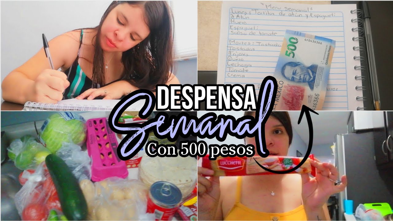 Despensa semanal con $500 pesos + Menú semanal económico  🍛