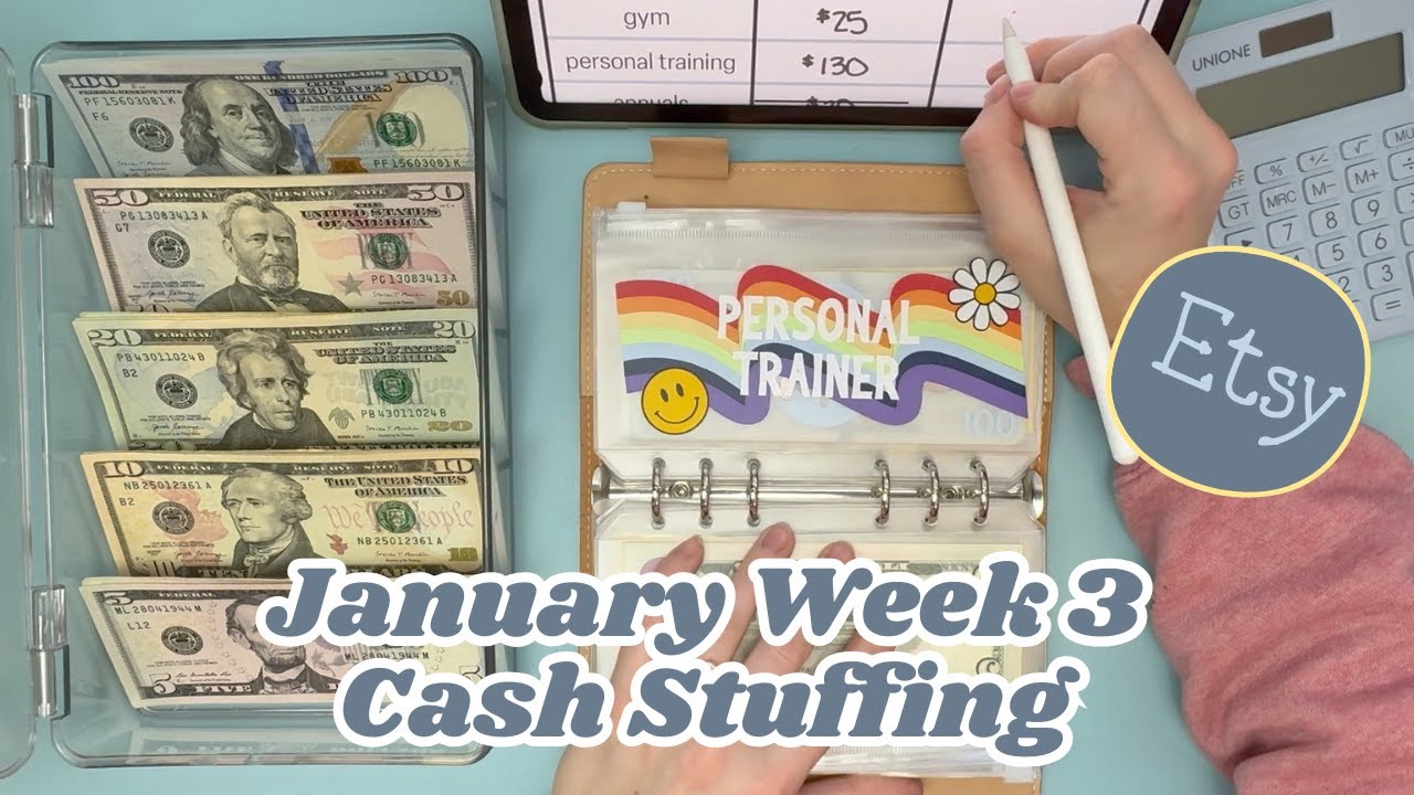January Week 3 Cash Envelope Stuffing || Full-Time Income, Etsy, Dog Sitting, & Work Gift Cards!