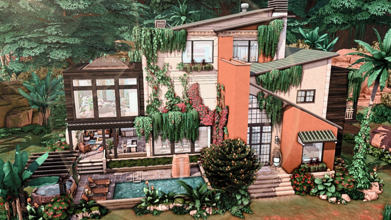 MODERN JUNGLE MANSION RENTAL 🌴 The Sims 4: Speed Build