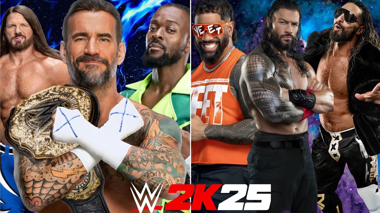 Team CM punk vs team Roman Reigns | WWE2k25 6 man tag team match