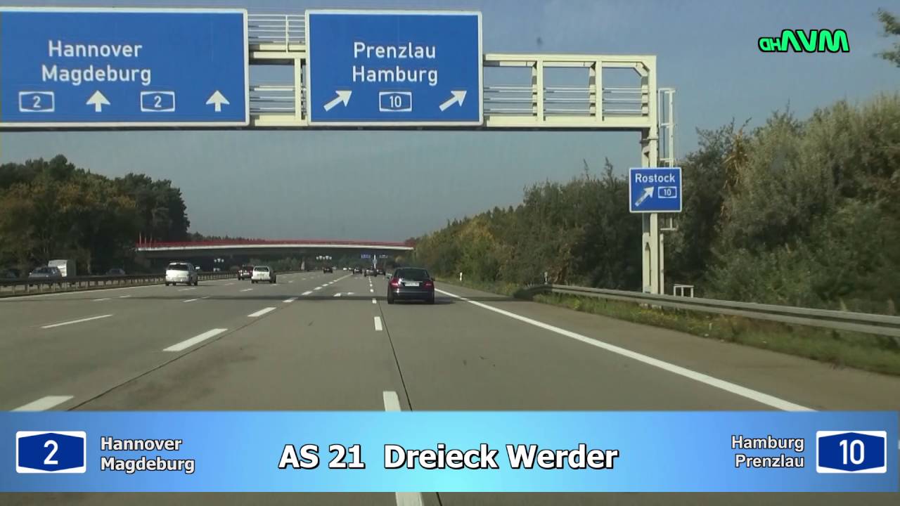 Fahrt auf der A10 Ludwigsfelde West bis Wustermark zur B5