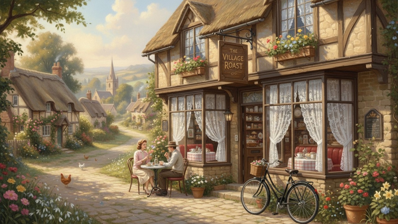 One Gentle Spring Day: 1950s Café Vibes in a Victorian Village | Golden Oldies & Vintage Love Songs
