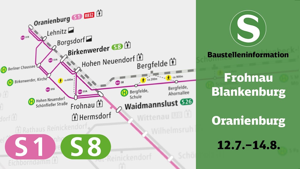S-Bahn Berlin Baustelleninformation | Frohnau/Blankenburg - Oranienburg (S1/S8)