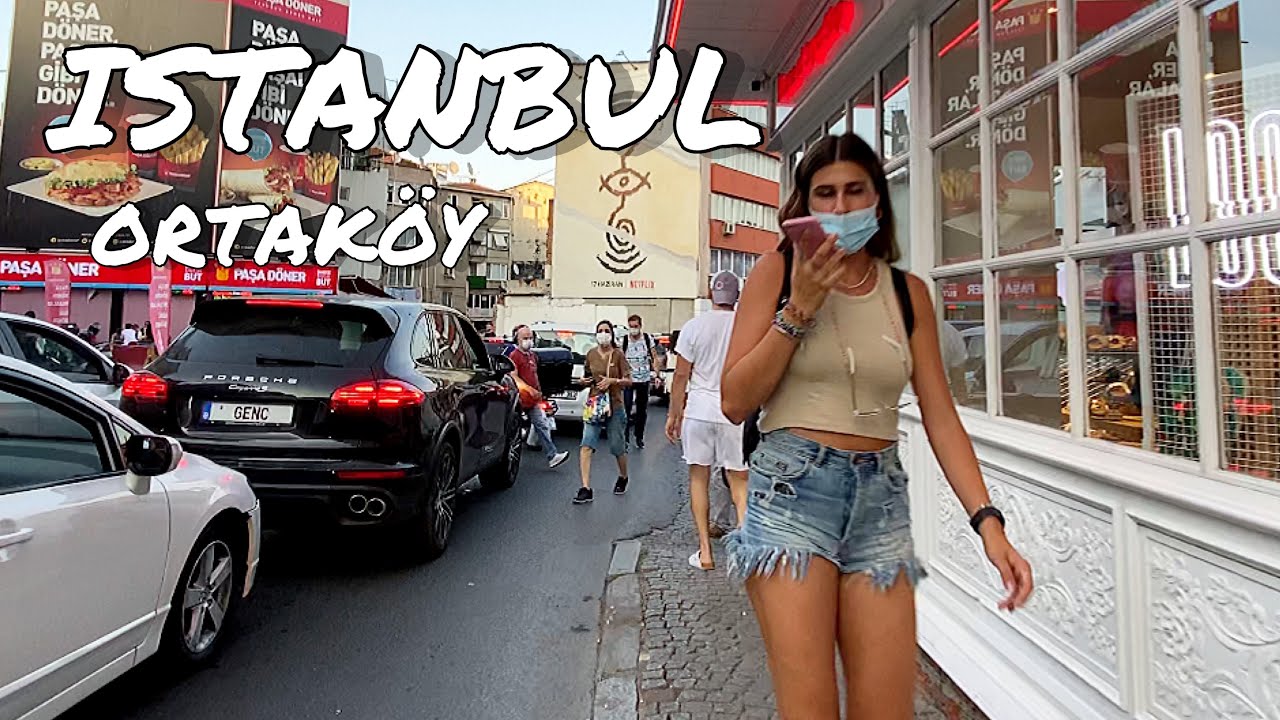 Istanbul City, Summer Walk - Walking Around Ortak&ouml;y Mosque - 29 AUG 2021- 4K