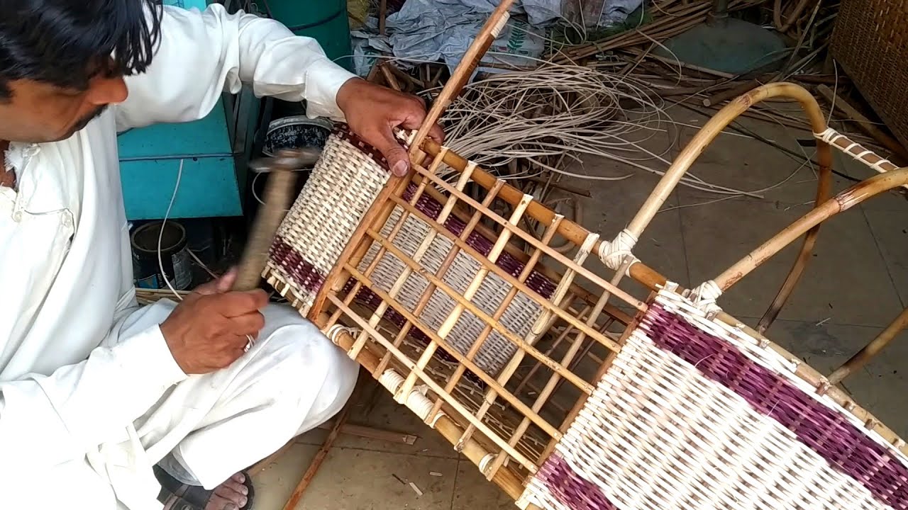 Making Handmade Bamboo Cane Cradle or Jhula by a Talented Man in Interesting Way - Rattan Furniture