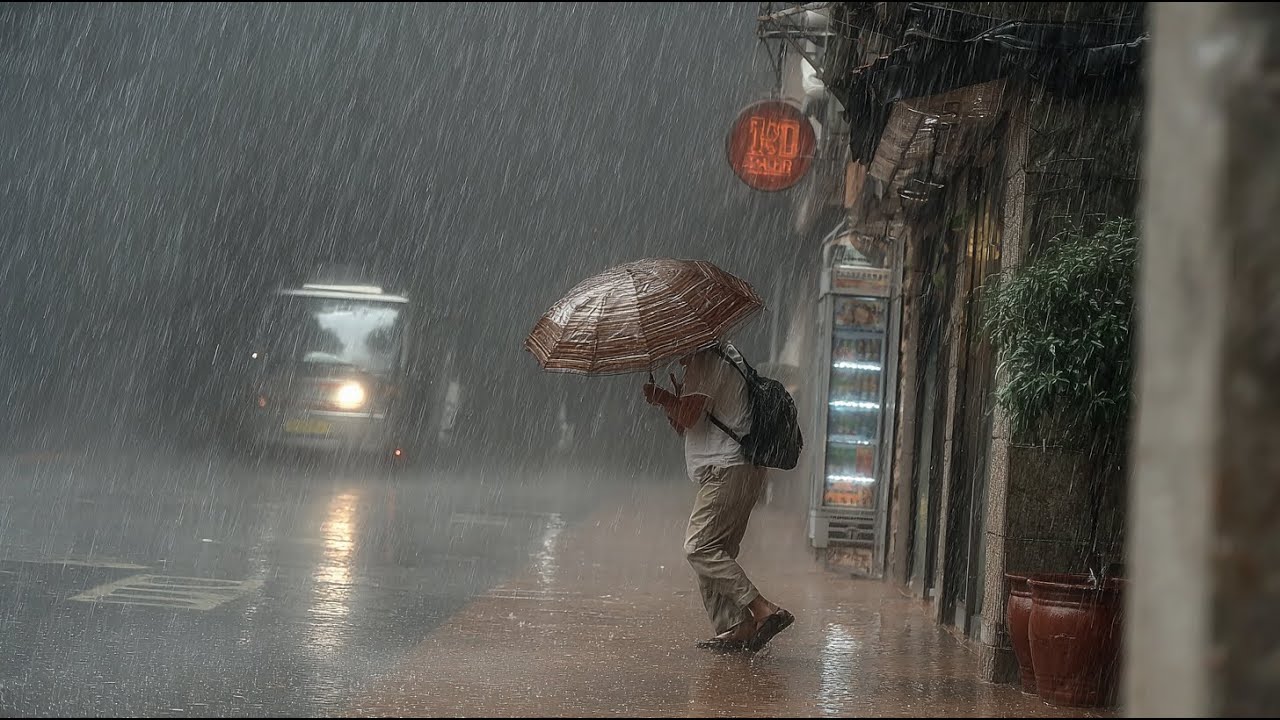 No Shelter, No Exit, Just Walk in the Rain. Relaxing Sound for Sleep Meditation. White Noise.