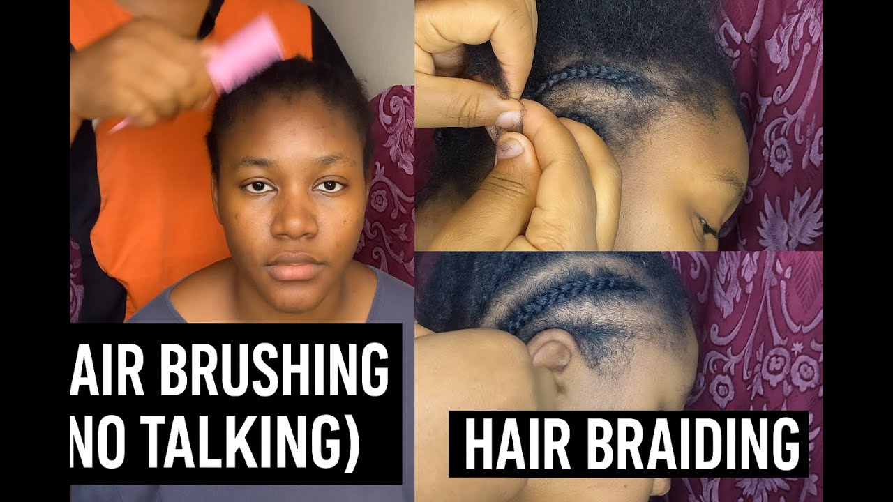Asmr hair brushing and braiding (cornrows). No talking
