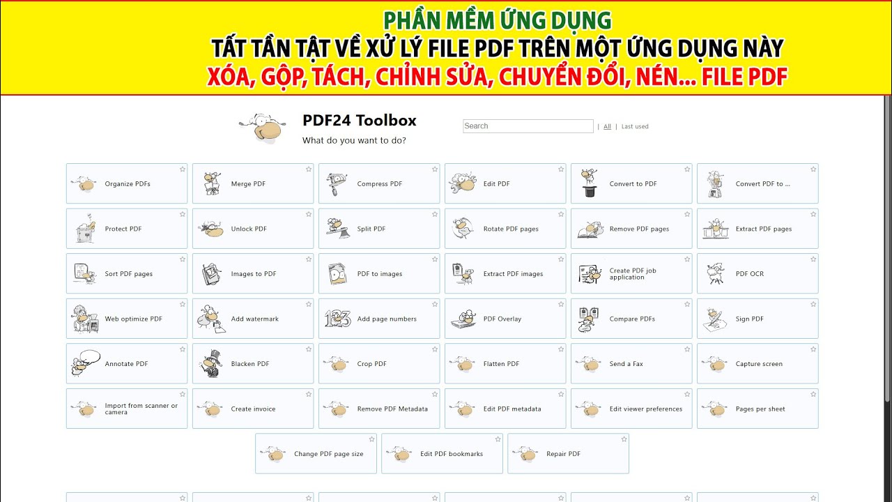24PDF Phần mềm nhỏ gọn tr&ecirc;n 30 Tool xử l&yacute; file PDF - Gộp, t&aacute;ch, x&oacute;a trang, n&eacute;n... file pdf