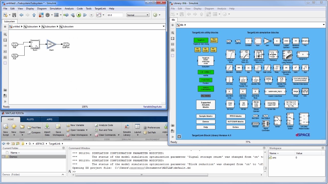 Create a TargetLink Model from Scratch