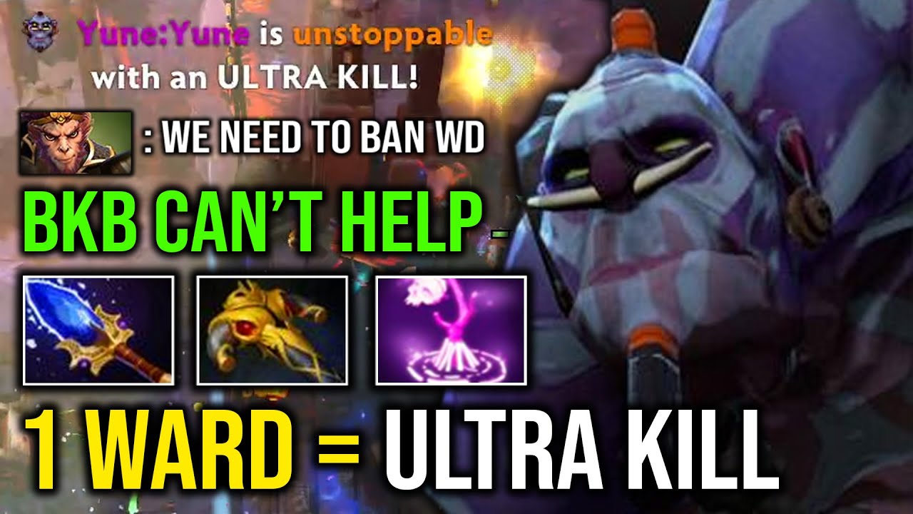 WTF 1 WARD = ULTRA KILL 100% Pure Damage Even BKB Can't Help Hard Support Witch Doctor Dota 2