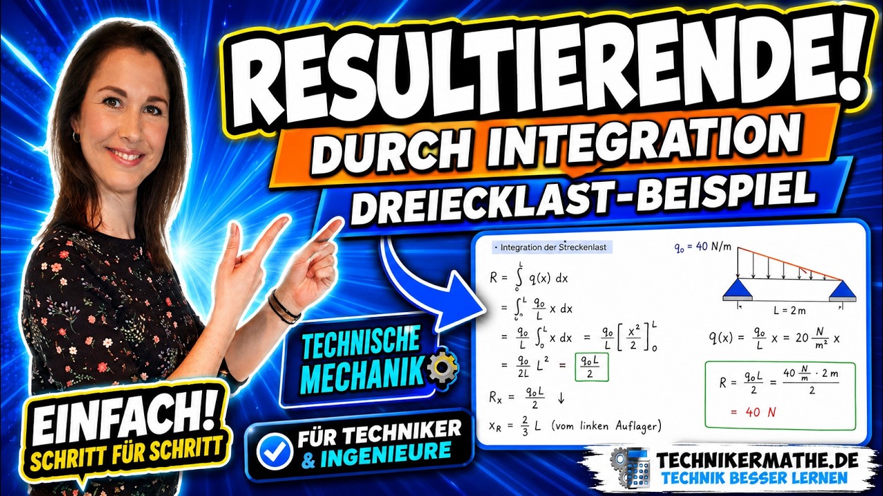 Resultierende durch Integration | Dreieckige Streckenlast ✅ Einfach gut erklärt! 1a Technikermathe 💚