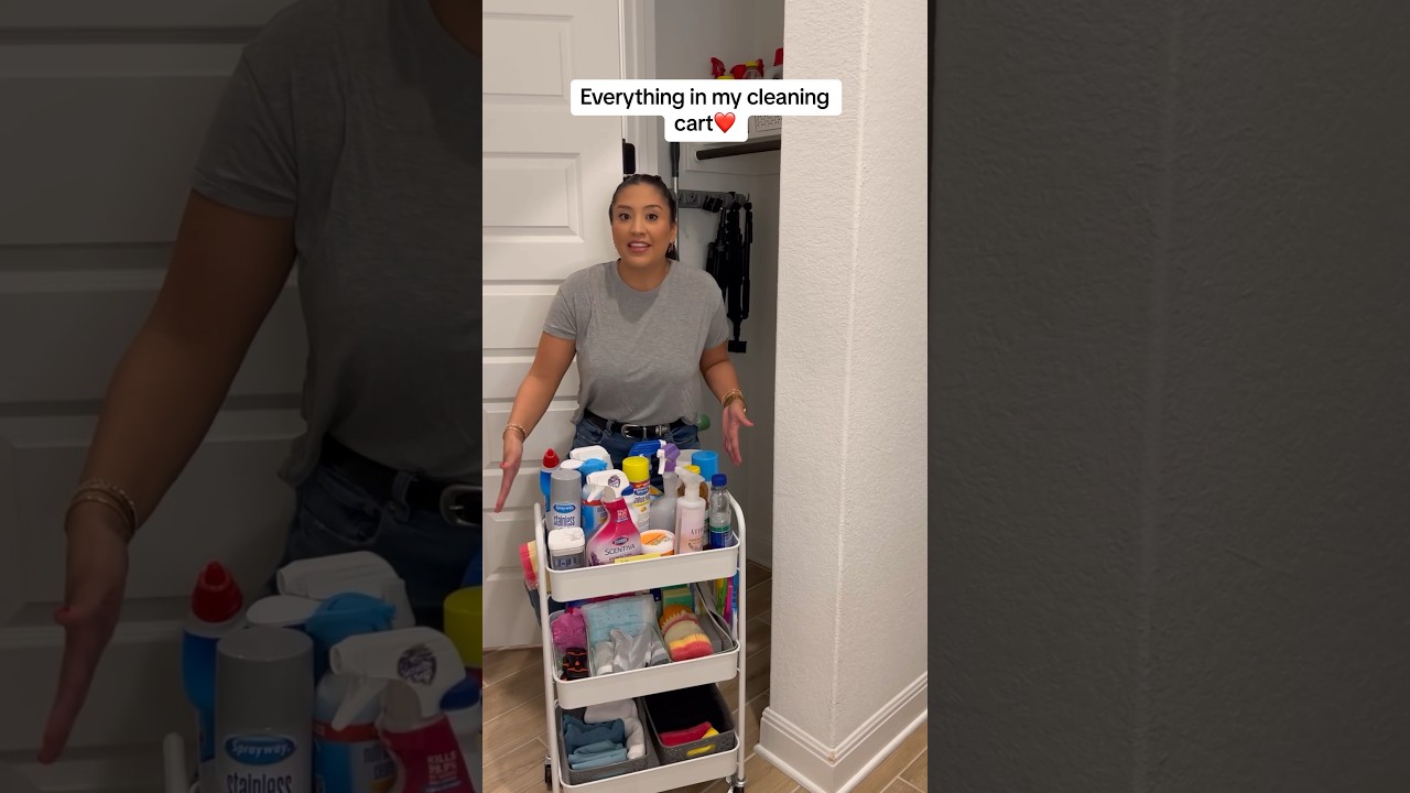 What&rsquo;s in my cleaning cart! #clean #viral #trending #easy #cart #helpful