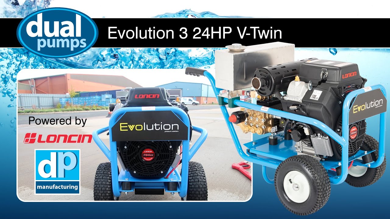 Evolution 3 24 Hp V-Twin Pressure Washers - 200 to 500 Bar & 15 to 41 Lpm - Loncin - Interpump