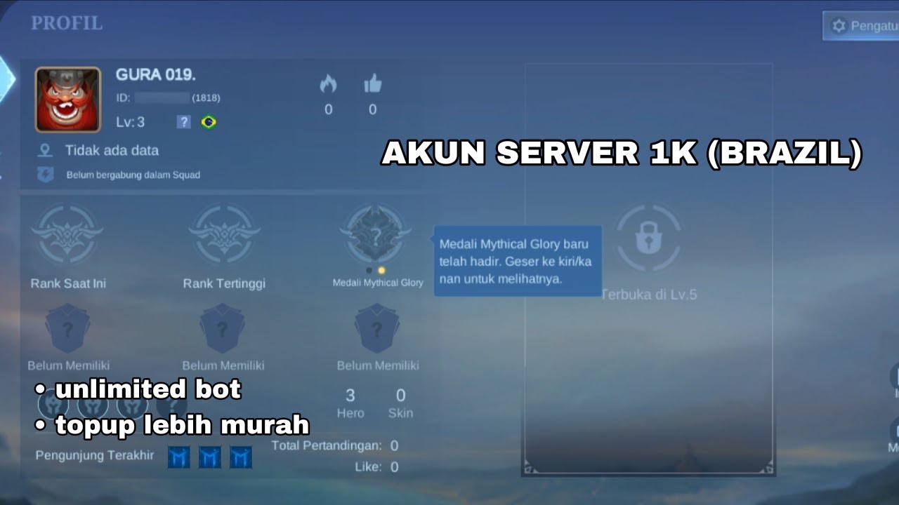 CARA BIKIN AKUN SERVER 1K/BRAZIL , SIMPEL TANPA HAPUS DATA 