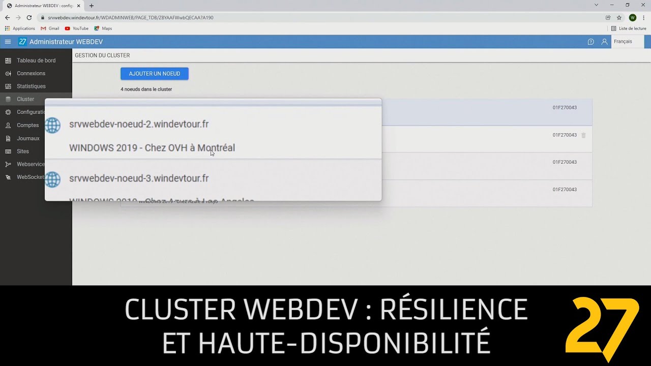 Cluster WEBDEV 27 : Résilience et haute-disponibilité
