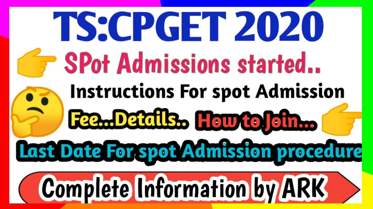 Ts CPGET 2020//spot Admissions Started//process of spot Admission//last date for joining//fee//