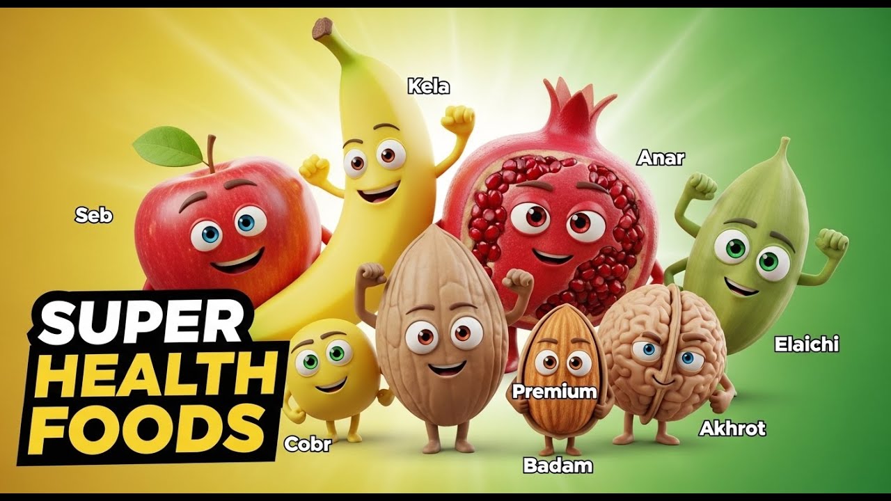 Super Health Foods, Seb Anar Kela Elaichi Badam Akhrot, Best Foods for Daily Health