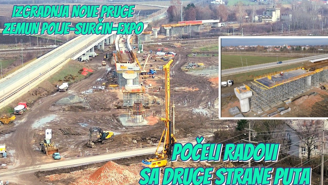 Beograd izgradnja novr pruge ZEMUN POLJE-SURČIN-EXPO 2027,počeli radovi sa druge strane puta NOVO
