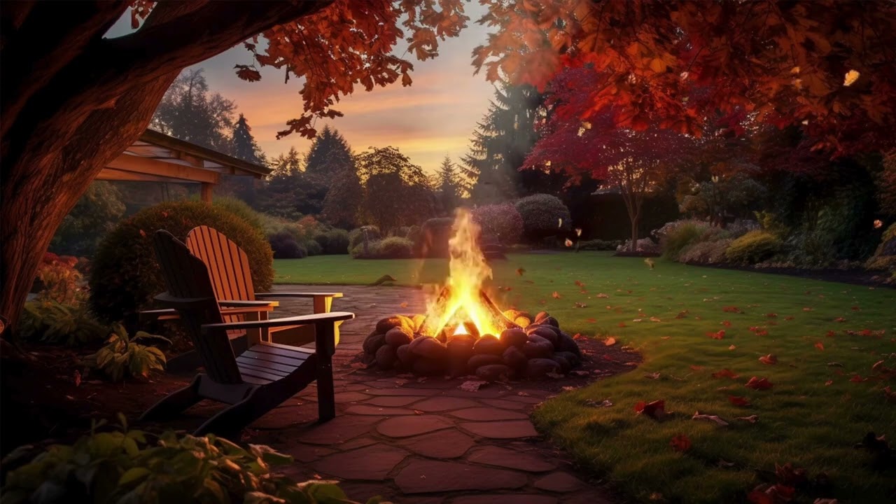 Dusk Garden Fire 🔥🍂 | Peaceful Evening Ambience for Relaxation & Calm