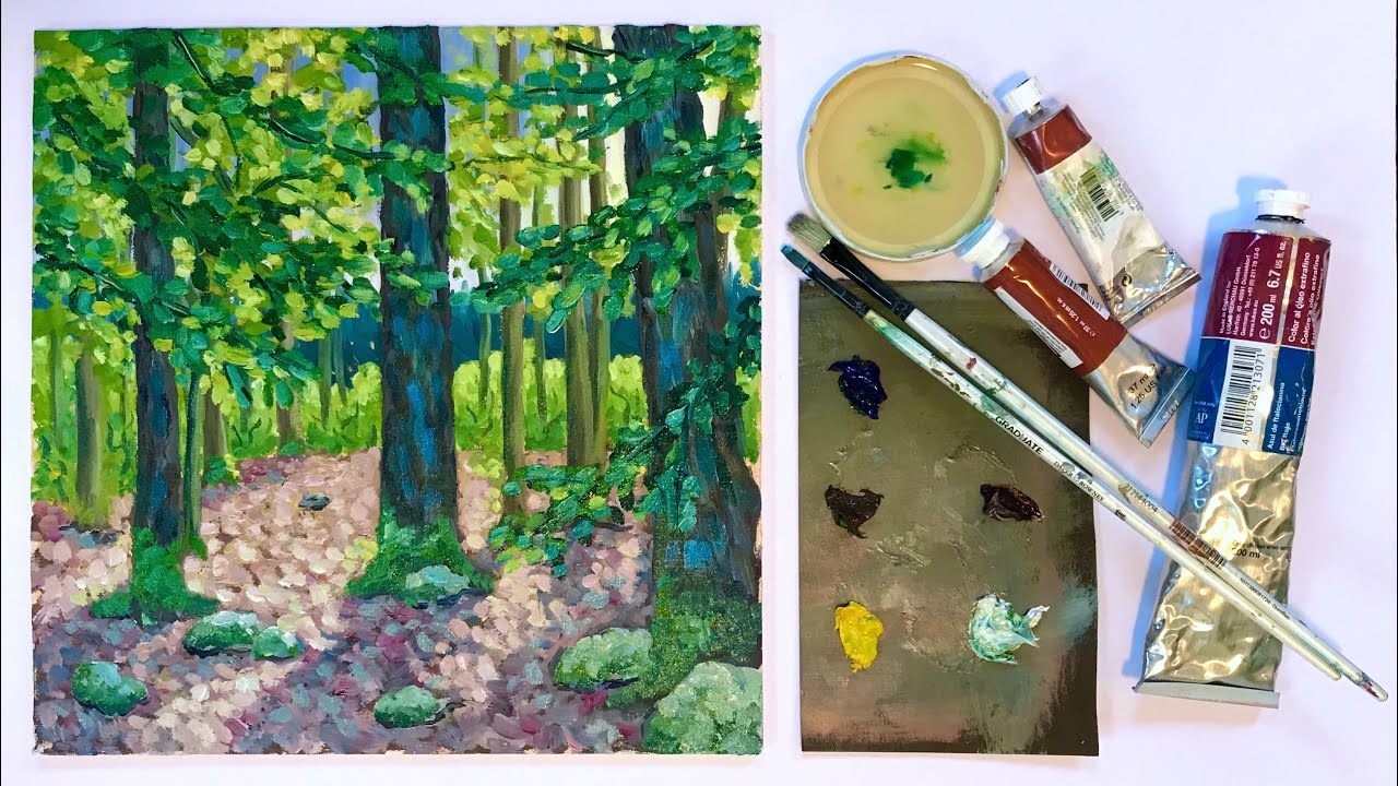 Eine Waldlandschaft mit Ölfarben in Schichten malen für absolute Anfänger