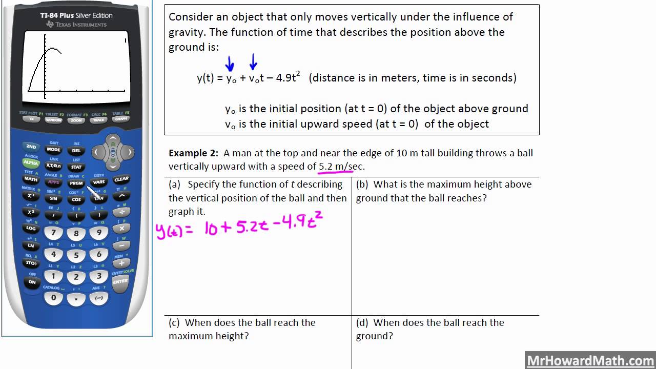 Quadratic Calculator Applications Word Problems Part 2