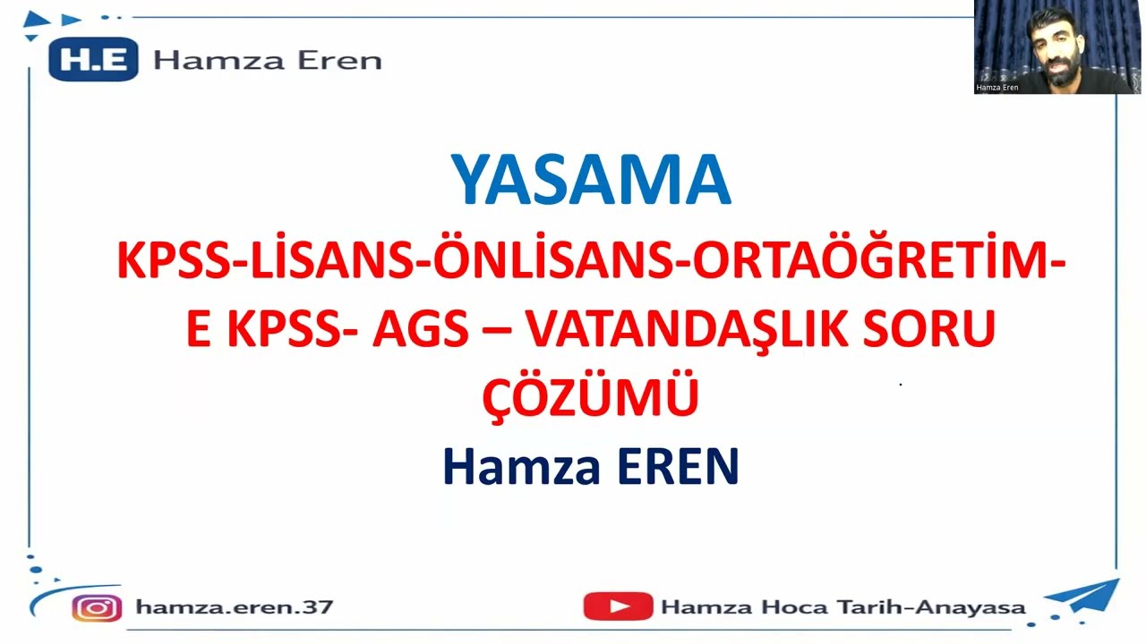2026 VATANDAŞLIK YASAMA SORU ÇÖZÜMÜ-KPSS- AGS- LİSANS-ÖNLİSANS-ORTAÖĞRETİM-E KPSS- Hamza EREN #kpss