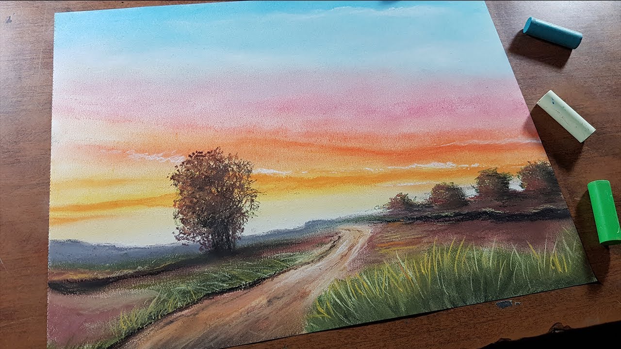 Cómo Dibujar un Atardecer al Pastel Paso a Paso