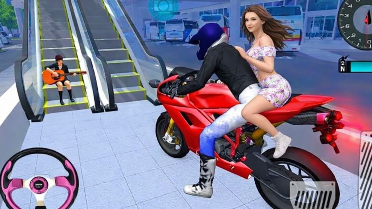 Red Racing Bike Power Exit from Station🔥 ll 3D Driving Class Simulator 