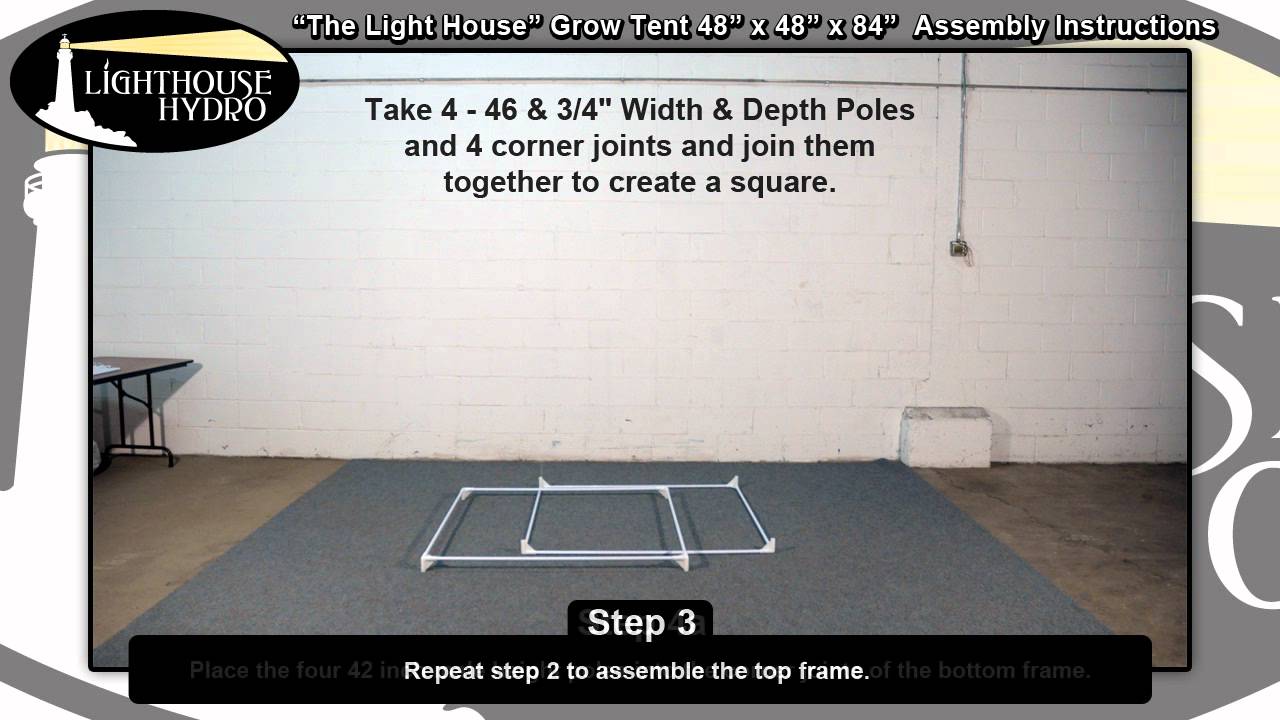2012 Lighthouse Hydro Grow Tent - 4' x 4' x 7' Assembly Instructions
