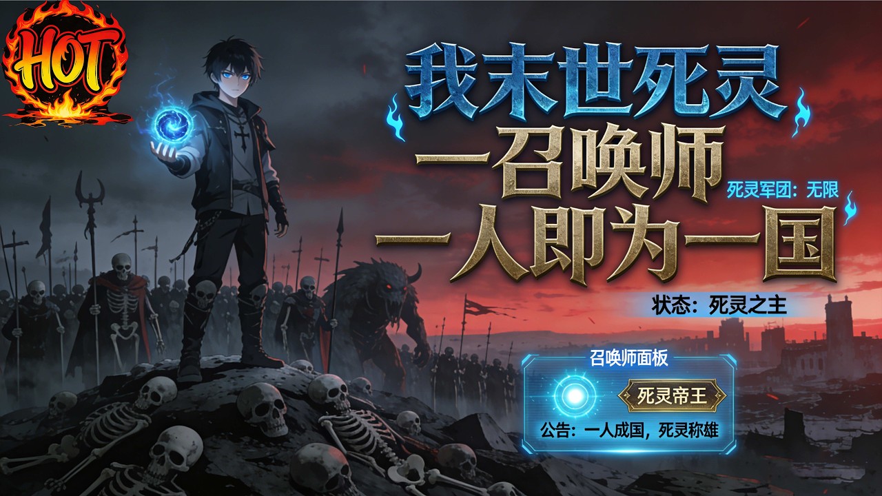 ✨【强推】《我末世死灵召唤师一人即为一国 》1--43集2105年，末日光雨摧残世界。陈久在核废料堆中濒死时，意外触碰黑色卷轴，觉醒死灵召唤师身份。#穿越 #末世 #异能 ##动态漫画# 漫野推文