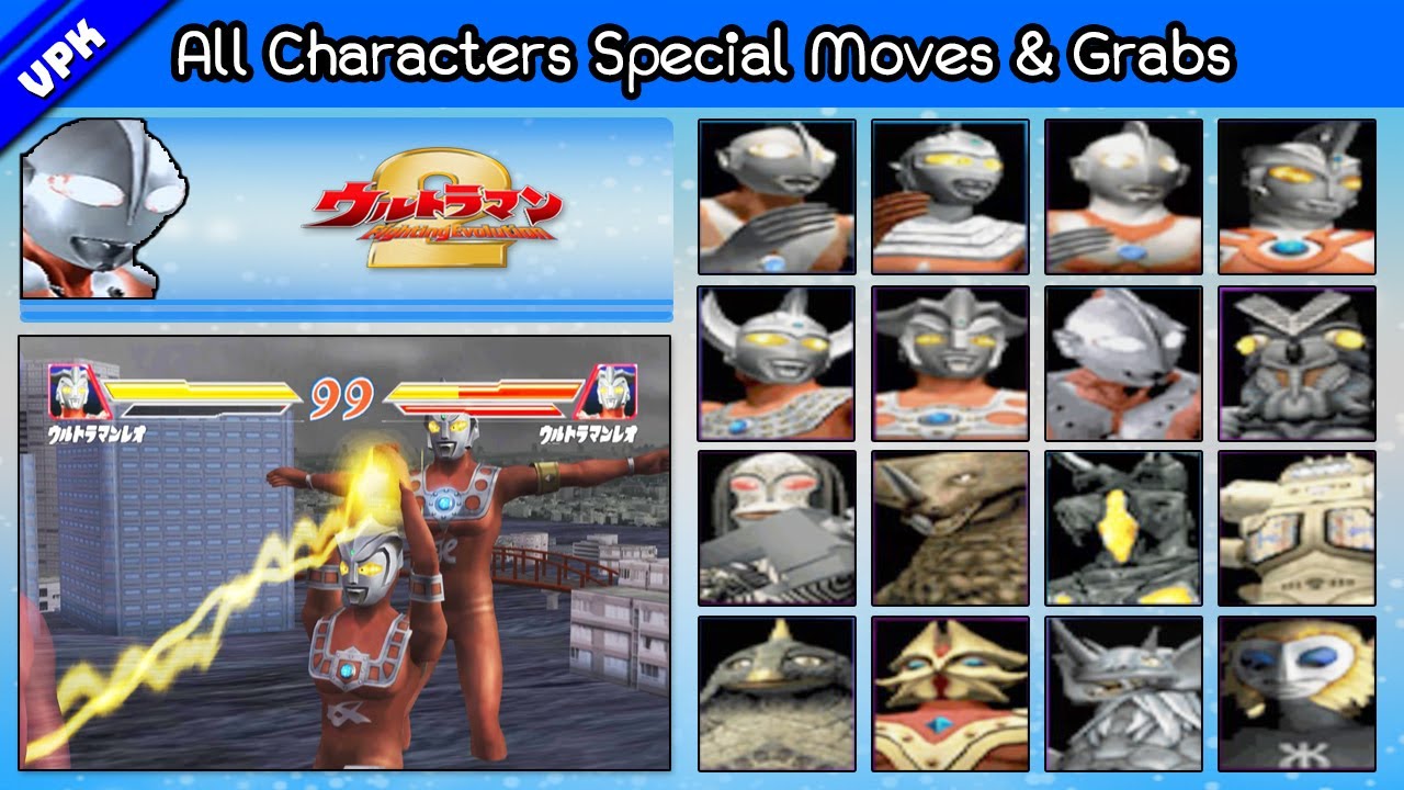 Ultraman Fighting Evolution 2 [PS2] - All Characters Special Moves and Grabs