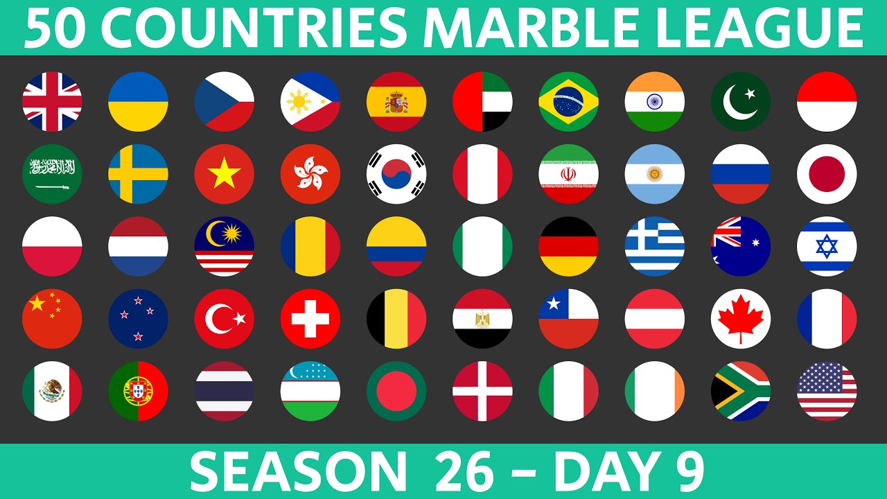 50 Countries Marble Race League Season 26 Day 9/10 Marble Race in Algodoo