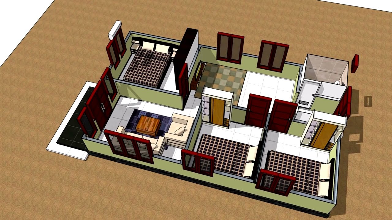 Rumah Minimalis Luas 6x10 meter dengan 3 kamar tidur
