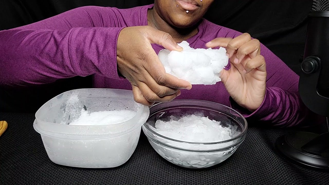 GOODIES | SCRAPING & EATING  WEEK+ POWDERY CHUNK  DEEP FREEZER ICE SCRAPS #ICEEATING #ASMRICEEATING