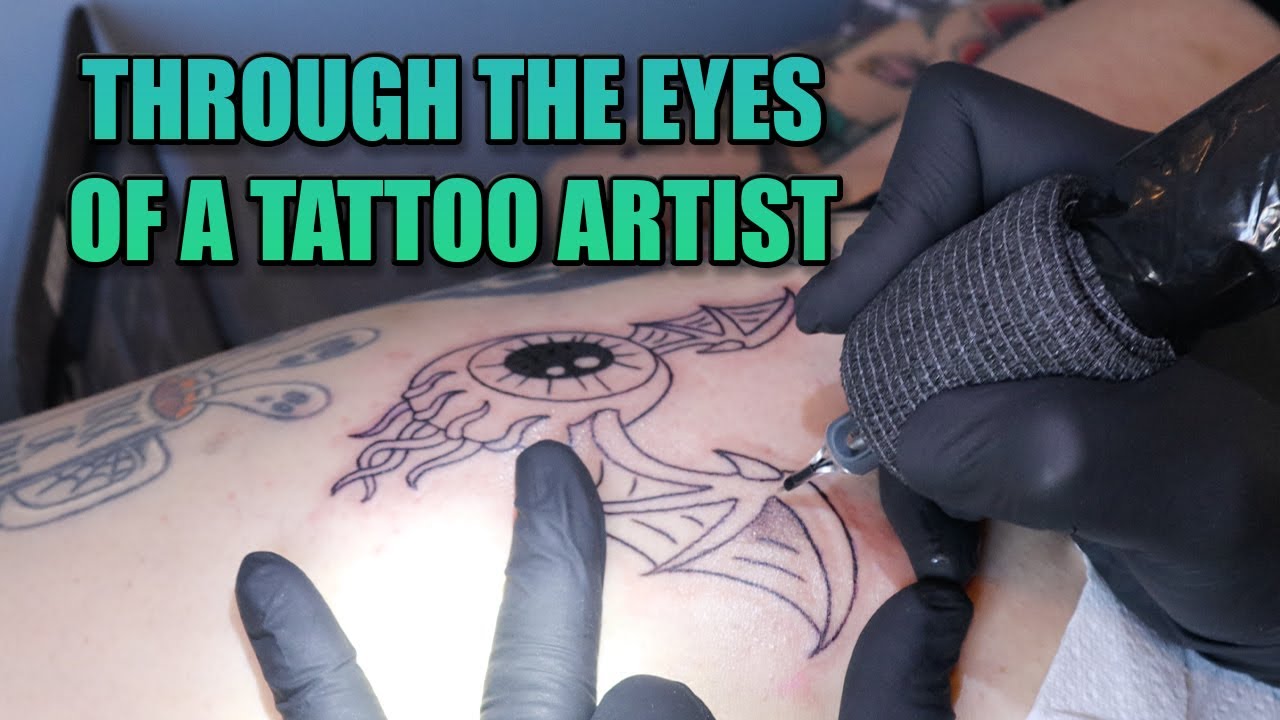 Tattooing my girlfriend POV and this time it's a FLYING EYEBALL!