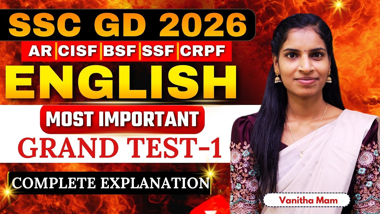 📚 SSC GD 2026 UPDATED GRAND TEST 1 &ndash; ENGLISH QUESTIONS WITH EXPLANATION 🔥
