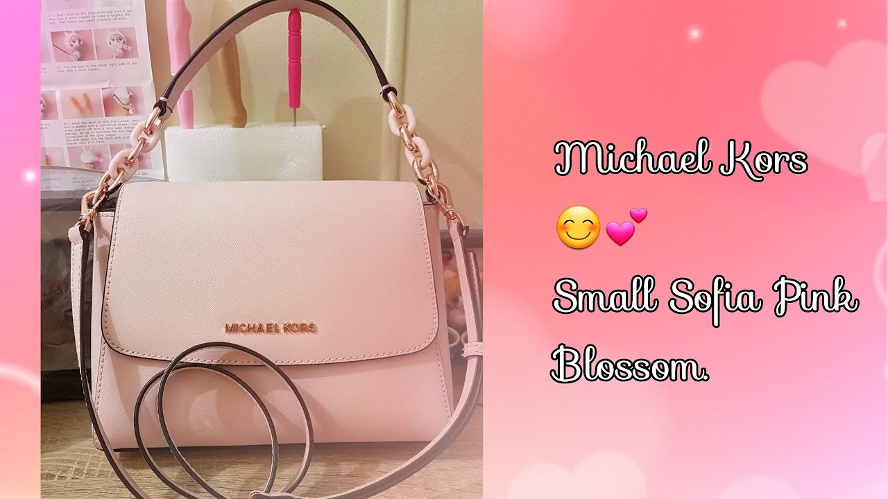 Unboxing Michael Kors small Sofia pink blossom satchel/crossbody bag. 