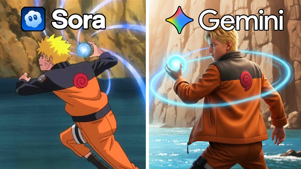 Sora 2 vs Gemini Remake Naruto Scenes from Scratch
