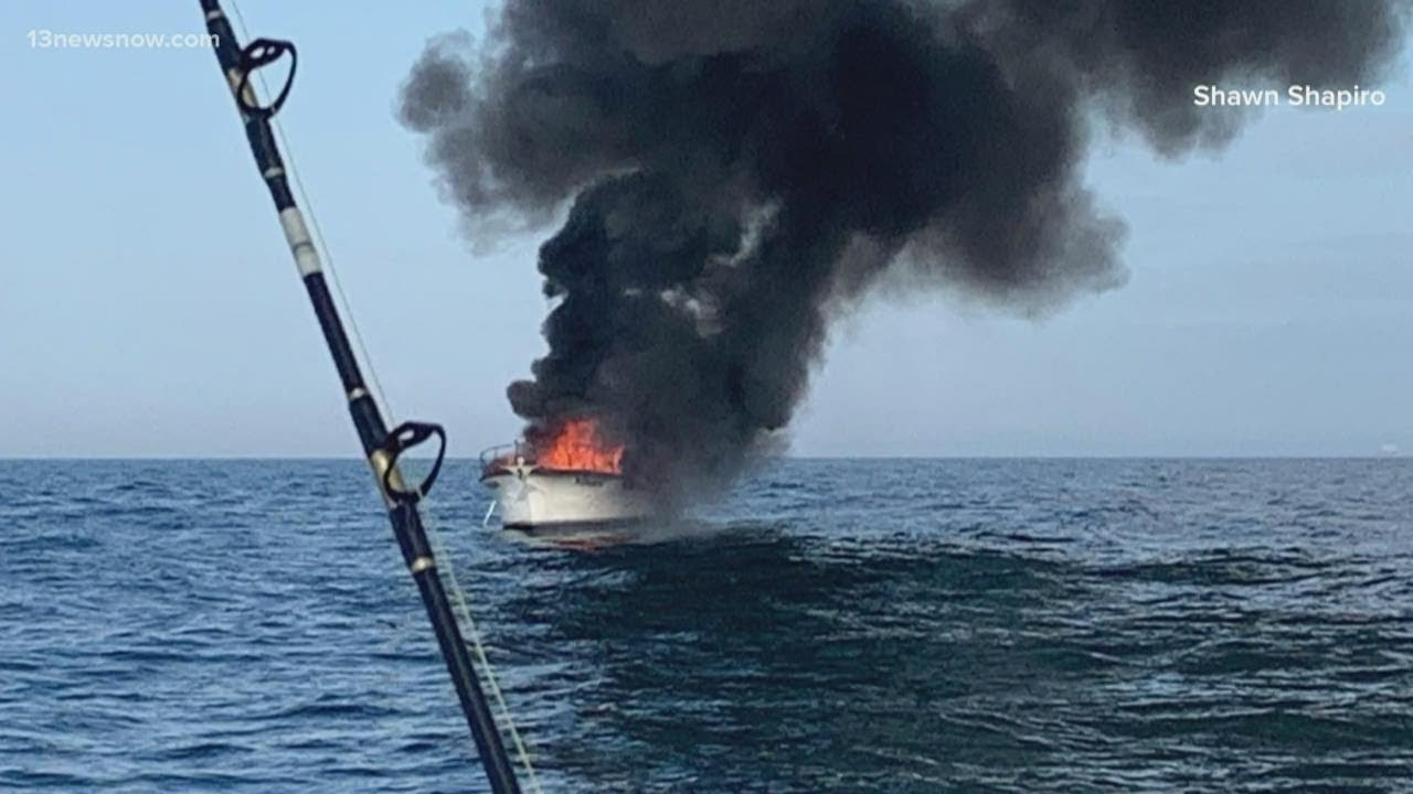 Fishermen, along with Coast Guard, rescue two mariners after boat catches fire