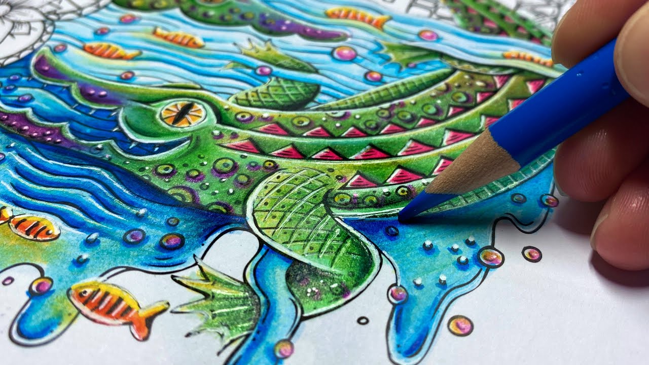 Как раскрасить воду 💧🐠 в книге «Моё путешествие по Африке» от Риты Берман | Урок по раскрашиванию