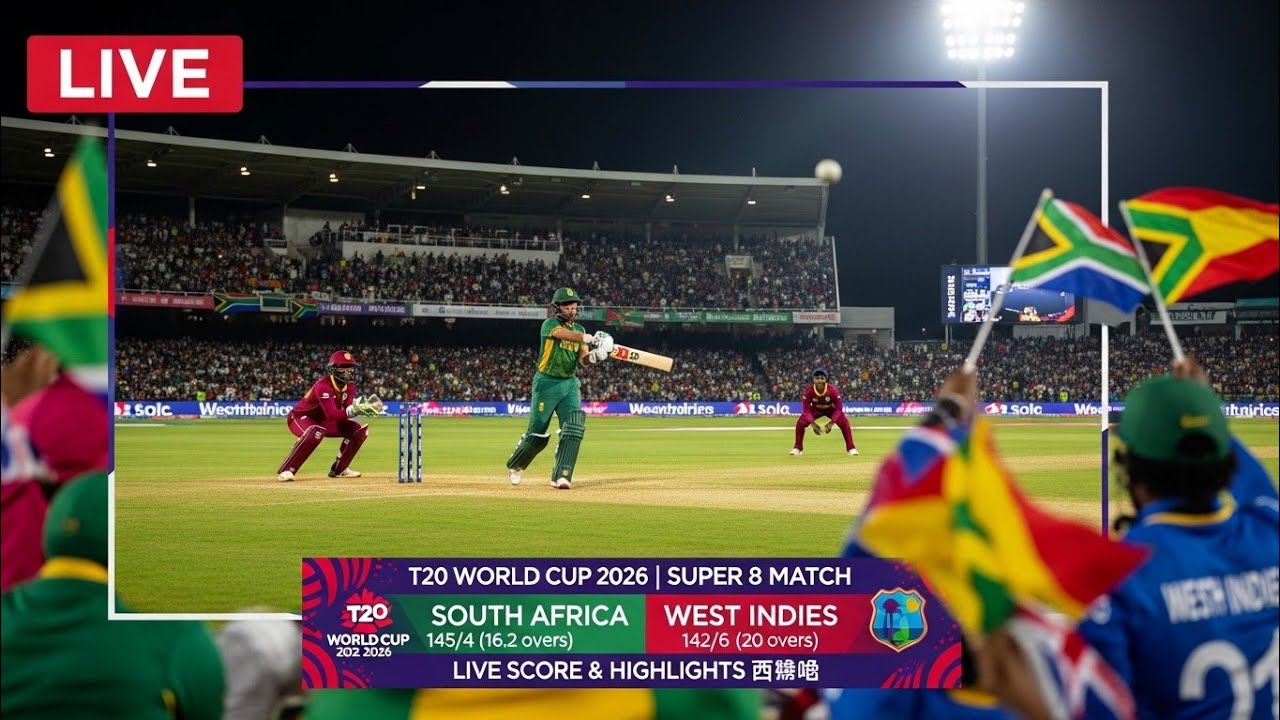 🔴 LIVE: SouthAfrica  vs WestIndies  | Super 8 Match | T20 World Cup 2026 | Live Score & Highlights 🏏