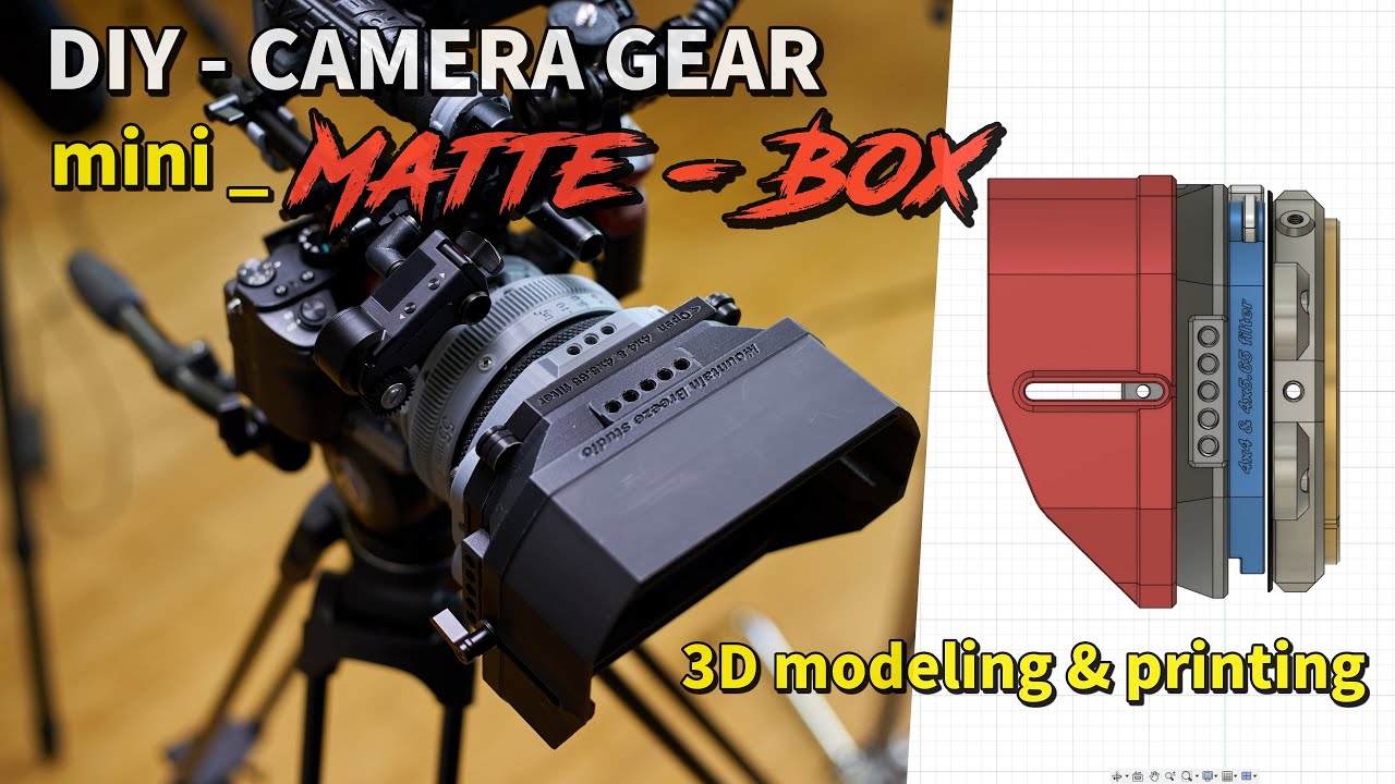 Compact & mini matte box for video shooting (3D modeling and printing) [DIY] Camera gear