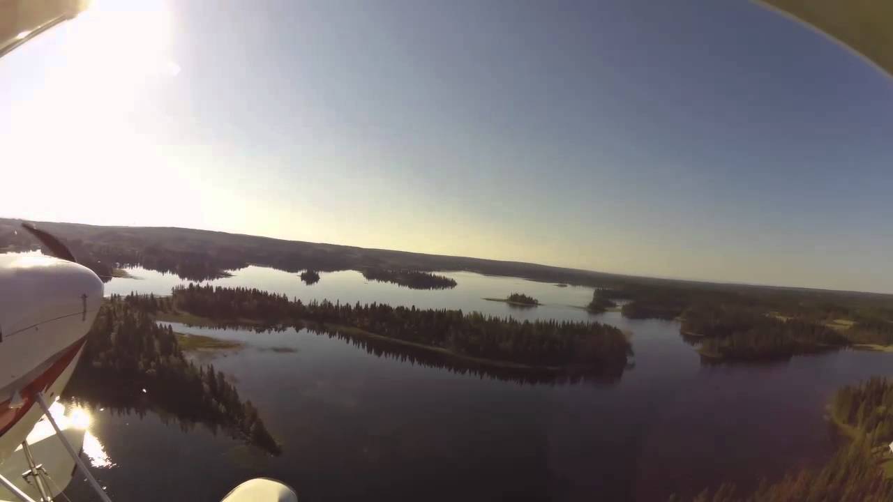 Jabiru with Amphibian floats take off and landing on water in northern Sweden