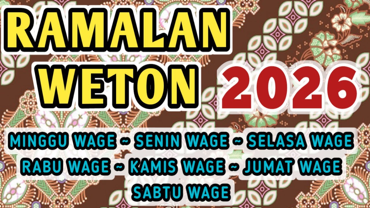 SIMAK LENGKAP‼️ RAMALAN 2026 UNTUK WETON PASARAN WAGE ( SENIN - MINGGU ) #tarot #tarotreading