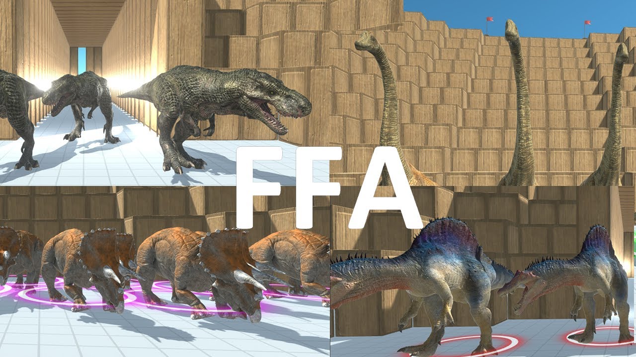 DINOSAUR BATTLE | FREE FOR ALL | Animal Revolt Battle Smulator