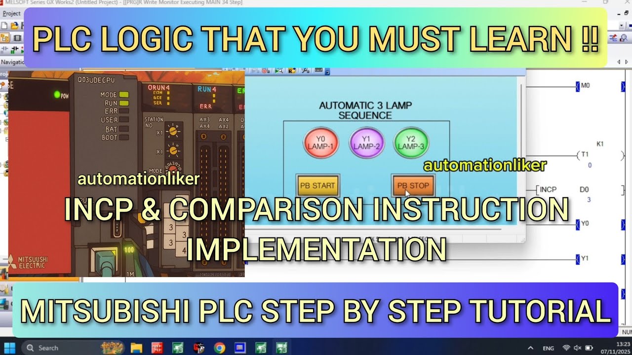 Ultimate Guide to Sequential Lamp Control in Mitsubishi PLC With HMI Simulation — Easy & Powerful