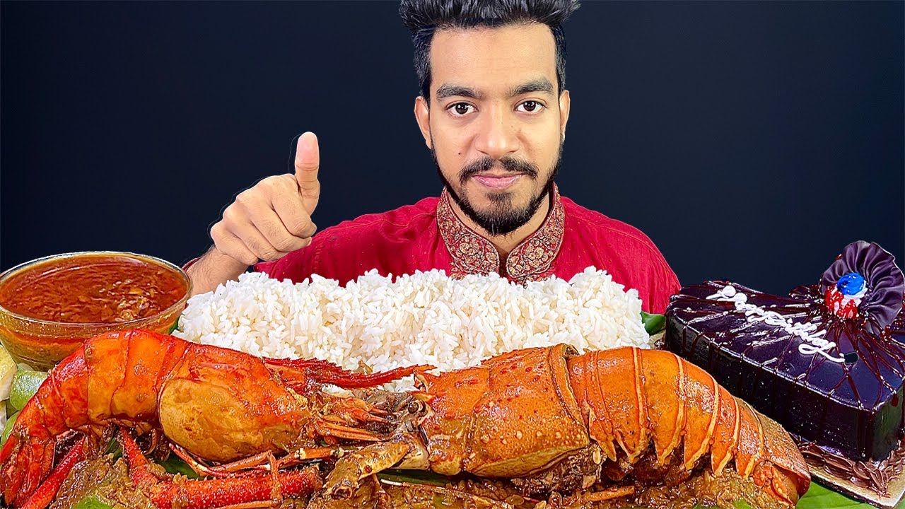 ASMR MUKBANG🦞GIANT KING LOBSTER🍤BIG SHRIMP/TIGER PRAWN CURRY EATING SHOW | ASMR SPICY SEAFOOD BOIL