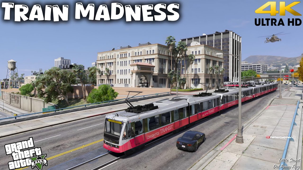 GTA V Ultimate Train Rampage | 5-Star Wanted Level at Vespucci Beach & Del Perro Pier