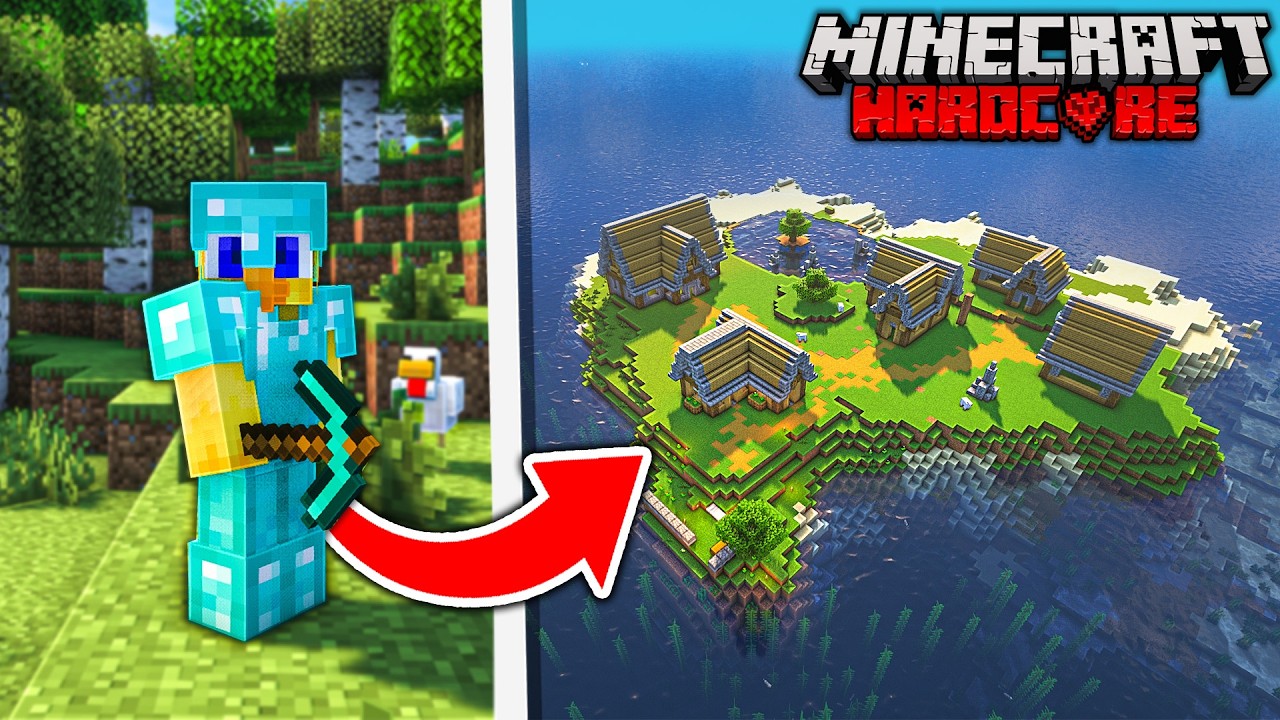 D&eacute;but d'une Nouvelle SURVIE sur une ILE DESERTE en HARDCORE sur Minecraft #1
