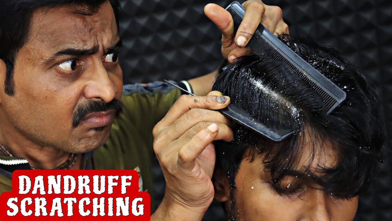 Scalp Scratching & Comb Massage | Dandruff Remove & Scalp Cleaning | Head Massage | Neck Crack ASMR